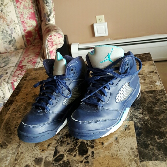 Jordan V Navy Blue turquoise pre grape - Picture 2 of 4