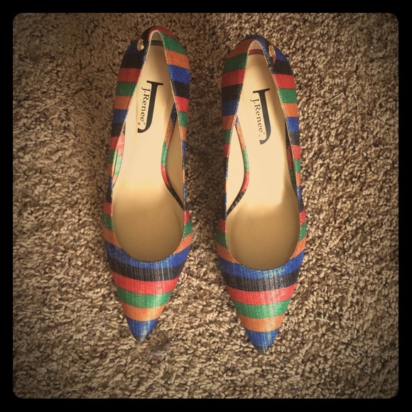 J. Renee multi-colored striped heels . Size 9
