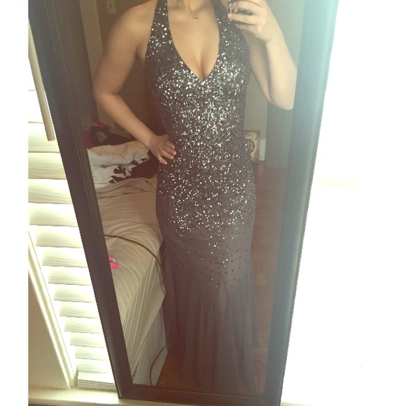 Dresses & Skirts - Charcoal halter prom dress
