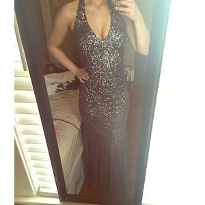 Charcoal halter prom dress