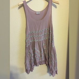 FP Dusty Lilac Voile/Lace Trapeze Slip Dress