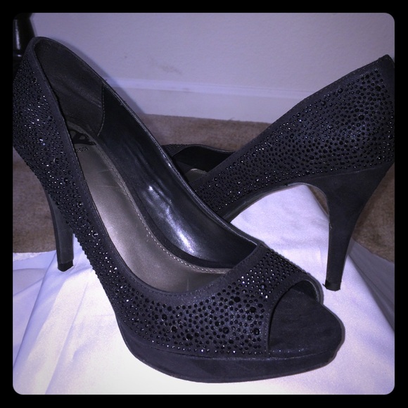 Fergie Shoes - Black rhinestone heels by Fergie