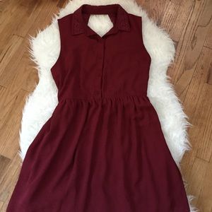 Forever 21 Maroon Crochet Collar Dress