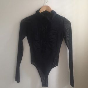 NASTYGAL collection tuxedo button up bodysuit SM