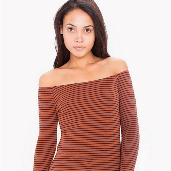 American Apparel off the shoulder, stripped top.