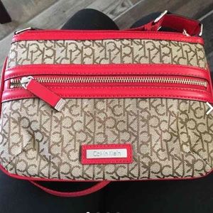 Calvin Klein canvas/leather cross body
