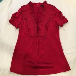 BCBG red silk blouse