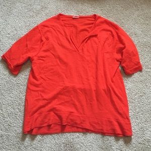 J.Crew bright orange short sleeve cashmere sweater