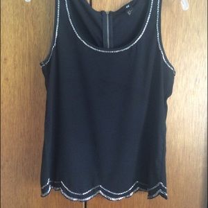 Black scalloped tank top