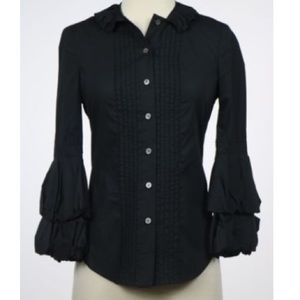 diane von furstenberg black top with puffy arms