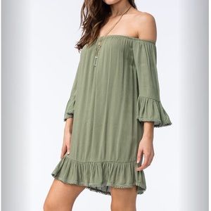 Bell Sleeve Off The Shoulder Dress