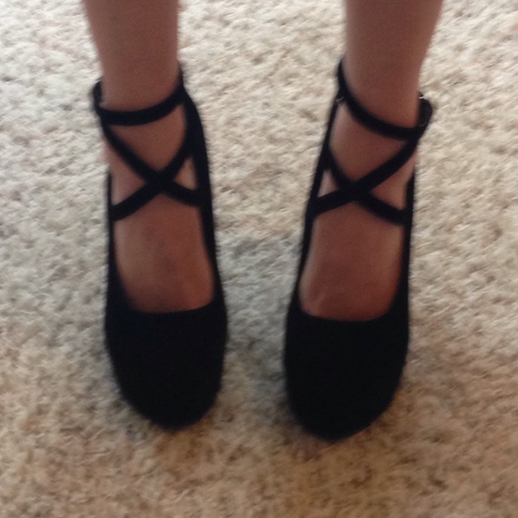 Black velvet platforms