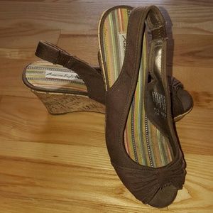 American Eagle Peep-Toe Wedges