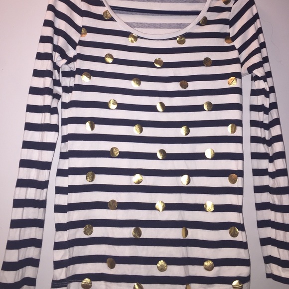 LOFT long sleeve striped and polka dot shirt - Picture 1 of 4
