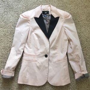 Blush Pink Blazer with Padded Shoulders