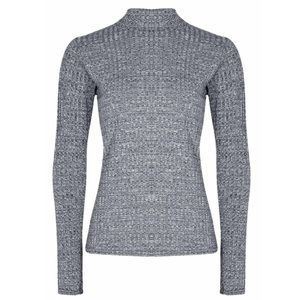 Grey Knit Ribbed Mock Neck Turtleneck