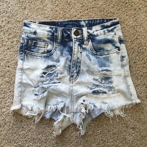High Waist Acid Wash jean Shorts