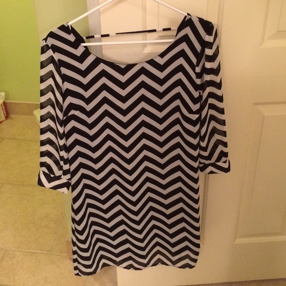 Black and white chevron dress