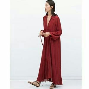 Zara Maroon Maxi Dress Small