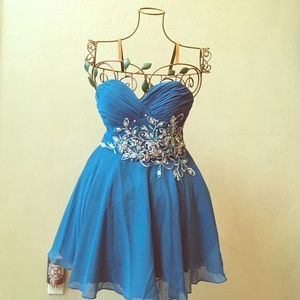 Turquoise Strapless cocktail Dress