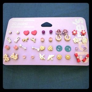 20 pairs!!! Of stud earrings from Clair's.