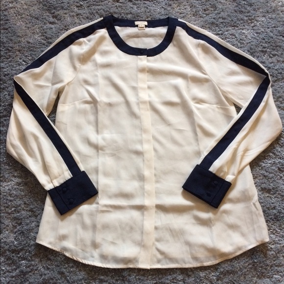 J.Crew White/Navy Blouse