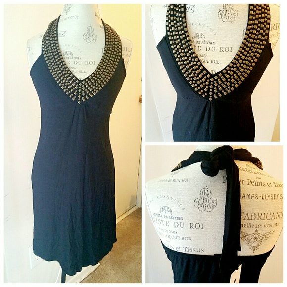 Studded Black Halter Dress - Picture 2 of 2
