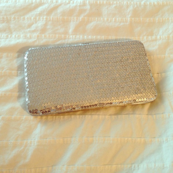 Silver sequin wallet/clutch