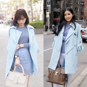 Beautiful Classy Baby Blue Trench Coat Jacket