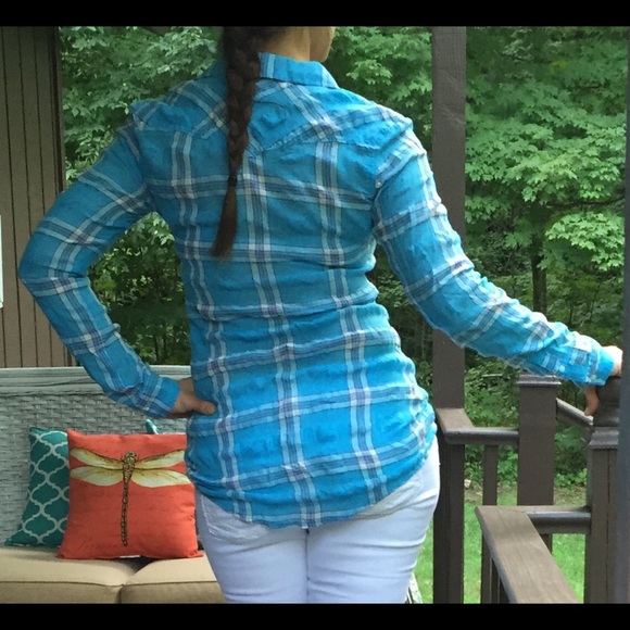 Hollister long sleeve blue plaid shirt S - Picture 2 of 2