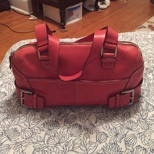Leather (exterior) canvas handbag Michael Kors red