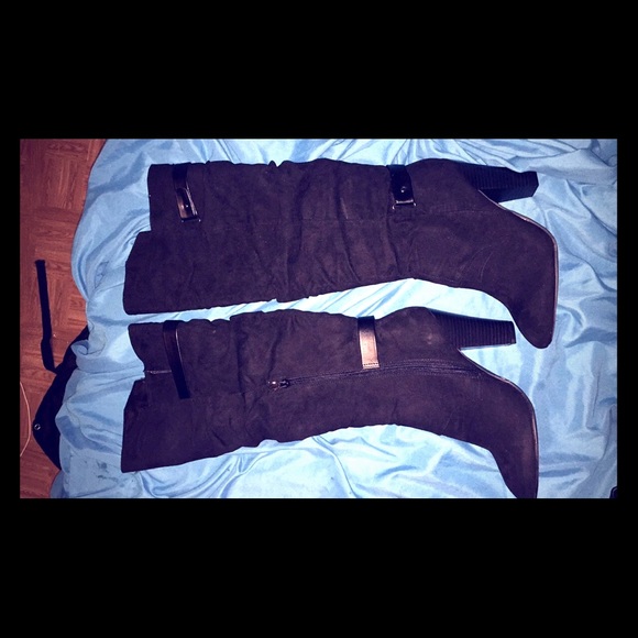 Suede Heeled boots.