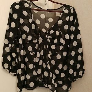 Black and white sheer blouse