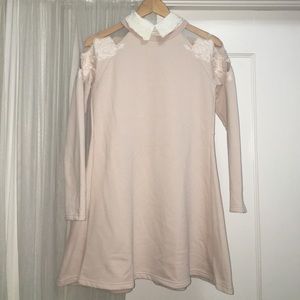 Sweatshirt comfy pink dress w removable collar