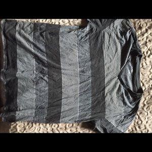 Mens grey stripped v neck. Size large.