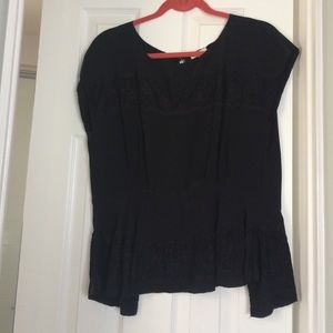 Black lace inset top