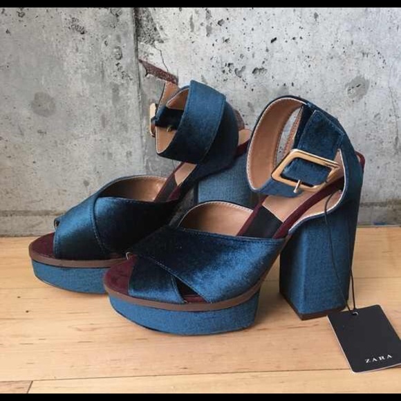 ISO WANTED zara velvet blue sandals