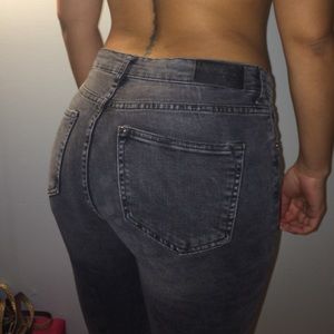 gray grey H&M denim distressed ripped jeans