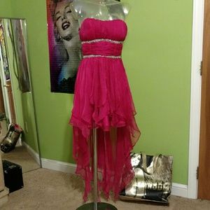 Pink high-low prom dress