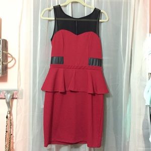 Sexy red and black peplum dress