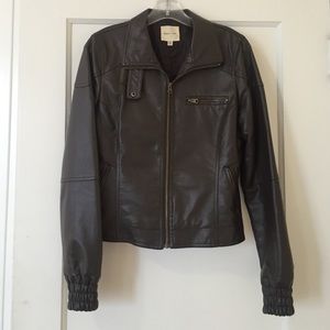 Silence + Noise brown faux leather jacket
