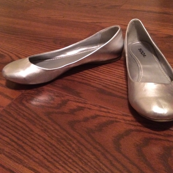 Silver Ballet Flats
