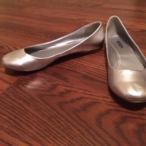Silver Ballet Flats