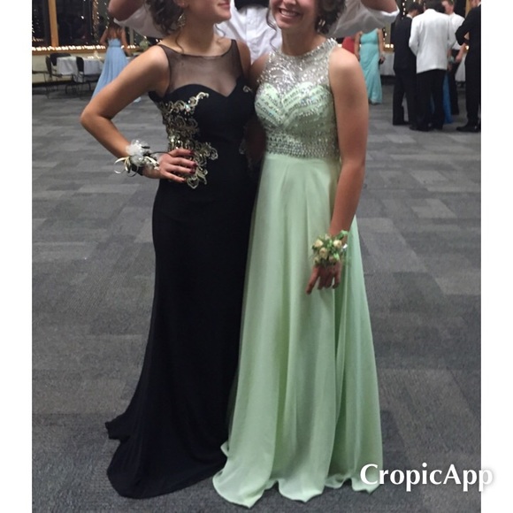 Gorgeous black fitted prom dress with open back