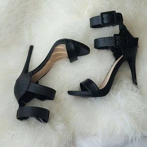 Edgy Black Strappy Heels