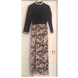 Vintage paisley and black formal dress