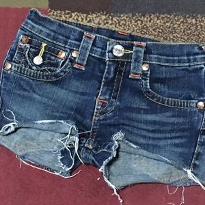 True Religion cut off jean shorts