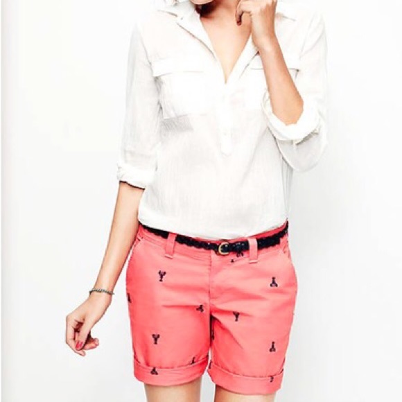 Bright coral shorts with lobster detail