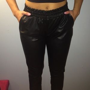 faux leather jogger style pants XS