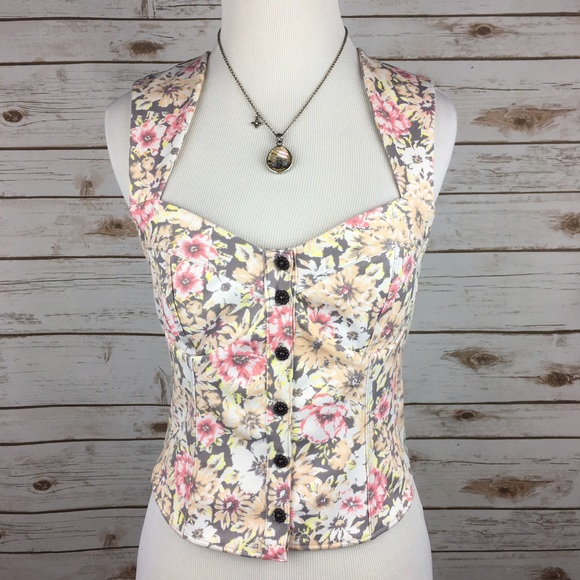 Free People Tops - [Free People] Floral Corset Bustier Top Boho Chic